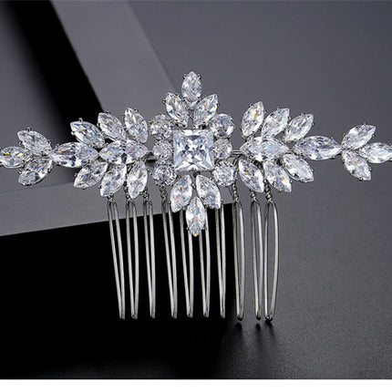 S925 Pure Silver Moissanite Fashionable New Bride Hair Comb Light Luxury Headwear