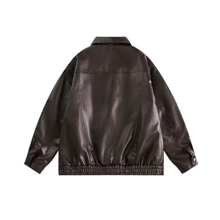Retro Spring And Autumn New Leather Coat Coat Men's American Casual Loose Motorcycle Clothing