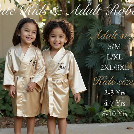Custom Satin Wedding Bridesmaid Kimono Dressing Gown Bridesmaid Robes Soft Satin & Personalized Wedding/Bachelorette Party Robes