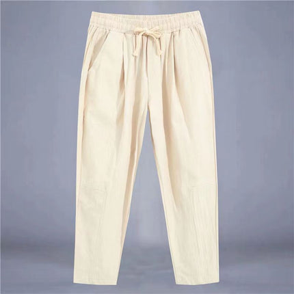 Cotton And Linen Thin Loose Plus Size Sports Straight Pants
