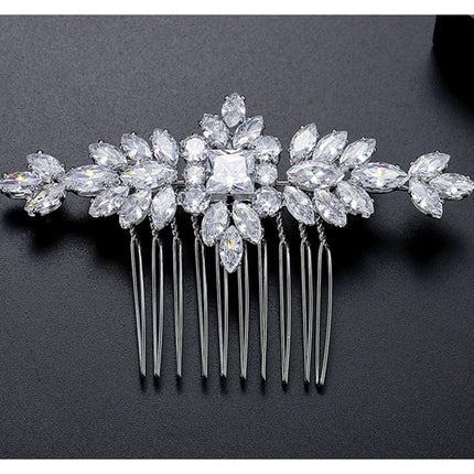 S925 Pure Silver Moissanite Fashionable New Bride Hair Comb Light Luxury Headwear