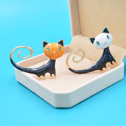 Fashion Personalized Painted Tailing Up Kitty Brooch