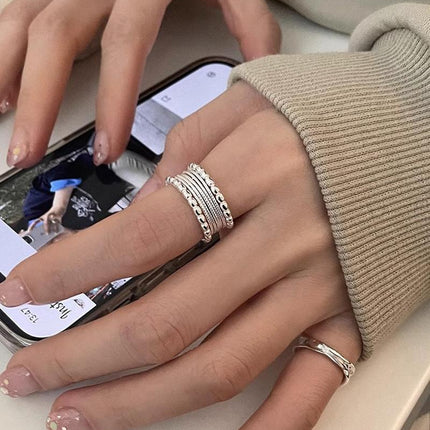 Light Luxury Woven Twisted Multilayer Niche Design Opening Adjustable Ring