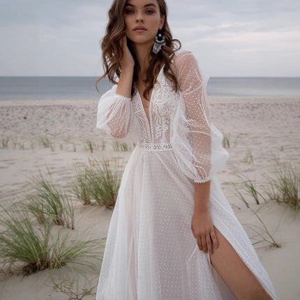 Wish Mesh Split New Light Women's Wedding Dress