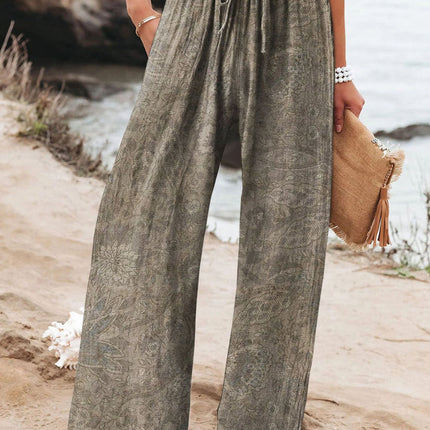 Women's High Waist Casual Loose Printed Wide-leg Pants