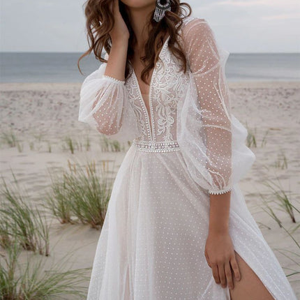 Wish Mesh Split New Light Women's Wedding Dress