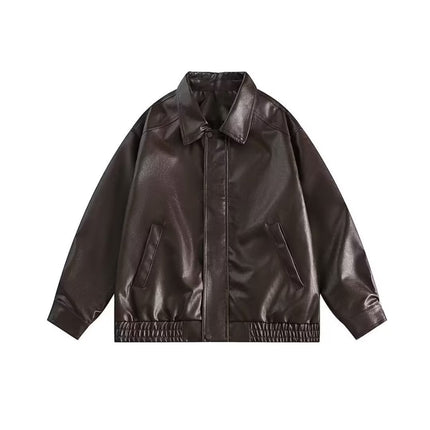 Retro Spring And Autumn New Leather Coat Coat Men's American Casual Loose Motorcycle Clothing