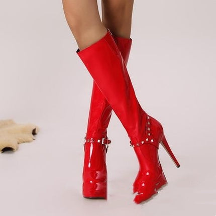 Autumn And Winter New Thick Bottom Chunky Heel High Heel Fashion High Leg Boot Large Size Women's Shoes
