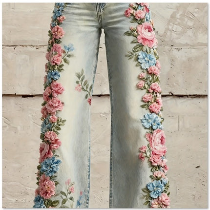 Elegant Floral Pattern Women's Trousers