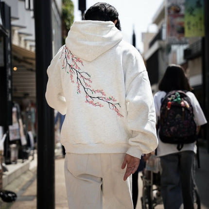 European And American Autumn And Winter Cherry Blossom Hooded Sweater Men And Women Street Hip Hop Retro