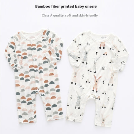 Light And Soft Bamboo Fiber Baby Jumpsuit Floral Animal Cute Print Spring Autumn Newborn Clothes Unisex Long Sleeve Baby Rompers For Boys Girls