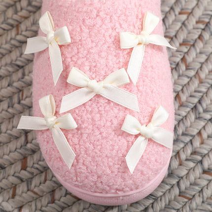 Korean Style Bow Cotton Slippers Women's Cute Warm