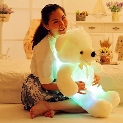 Creative Light Up LED Teddy Bear Stuffed Animals Plush Toy Colorful Glowing Christmas Gift For Kids Pillow