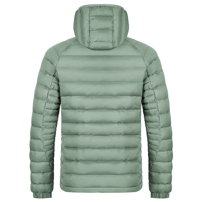 Winter Lightweight Hooded Coat With Pockets Fashion Warm Portable Zipper Jacket For Men Clothing Solid Color Outerwear Tops