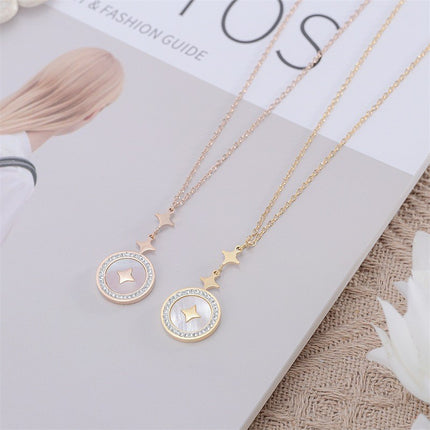Six-pointed Star Diamond Titanium Steel Necklace For Women