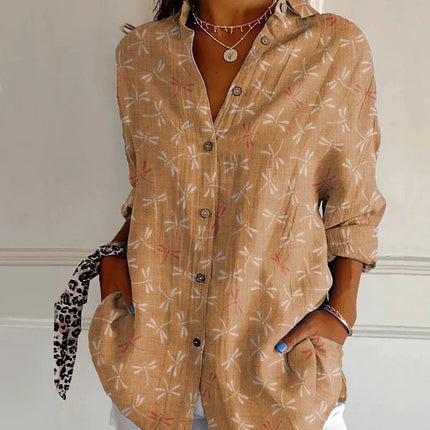 Floral Print Long-sleeved Shirt Women's Casual Button Tops Clothing