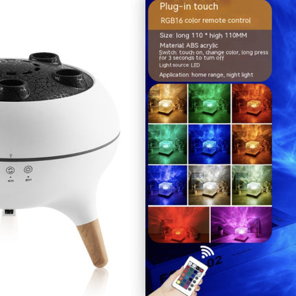 LED Water Ripple Ambient Night Light USB Rotating Projection Crystal Table Lamp RGB Dimmable Home Decoration 16 Color Gifts