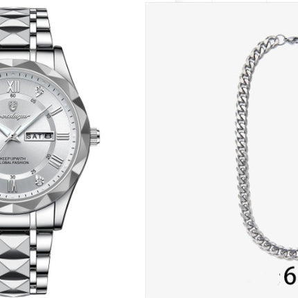 Men's Waterproof Double Calendar Luminous Quartz Watch