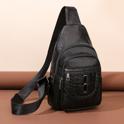 Simple Chest PU Soft Leather Textured Shoulder Bag