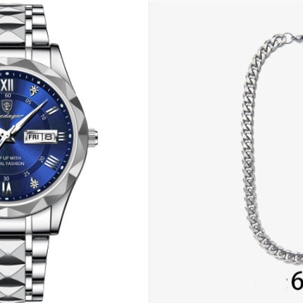 Men's Waterproof Double Calendar Luminous Quartz Watch