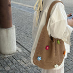 Small Flower Bag Coffee Color / 37X30X2CM