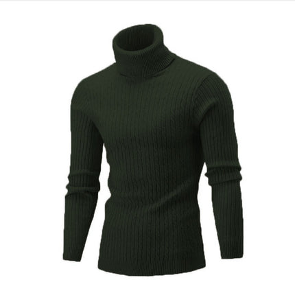 Men's Turtleneck Solid Color Twisted Sweater