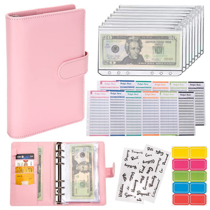 Macaron Loose-leaf Leather Notebook With Zipper Wallet Bill Storage Bag