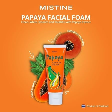 Mistine Papaya Facial Foam Face Wash | Product of Thailand | 100g