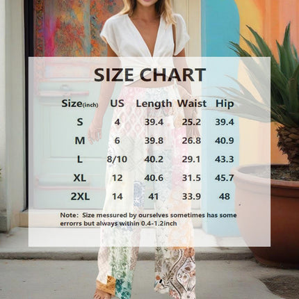 Women's Geometric Print High-Waisted Wide-Leg Pants - Spring&Fall Fashion Vacation Outfit