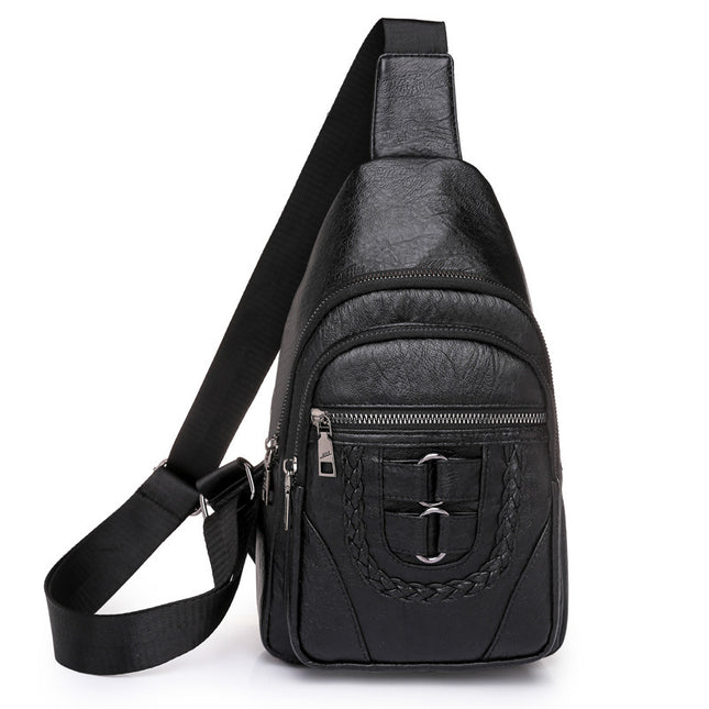 Simple Chest PU Soft Leather Textured Shoulder Bag