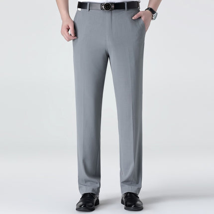 Mulberry Silk Men's Middle-aged Loose Straight Non-ironing Suit Pants