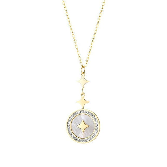 Six-pointed Star Diamond Titanium Steel Necklace For Women