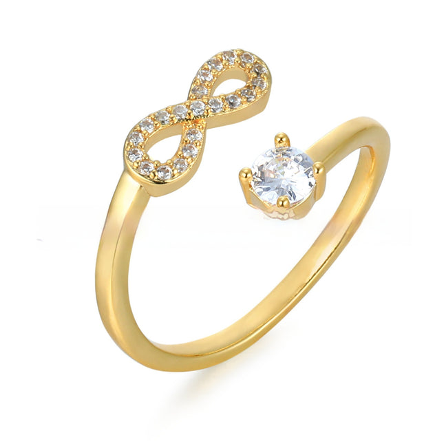 Personality Diamond Open Zircon Ring Letters