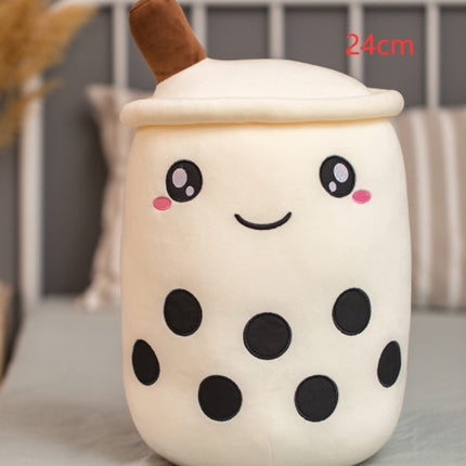 Cute Fruit Drink Plush Stuffed Soft Strawberry Milk Tea Plush Boba Tea Cup Toy Bubble Tea Pillow Cushion Kids Gift