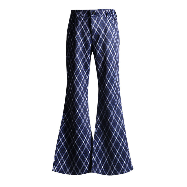 Commuter High-grade Women's Plaid Bell-bottom Pants