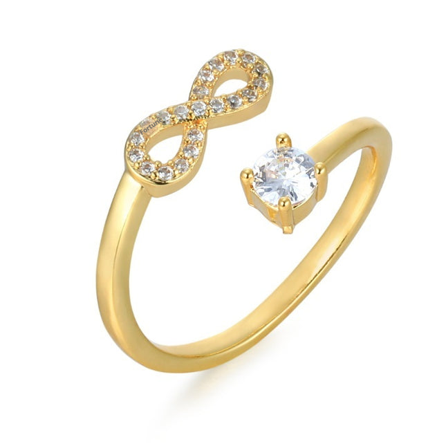 Personality Diamond Open Zircon Ring Letters