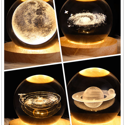 LED Night Light Galaxy Crystal Ball Table Lamp 3D Planet Moon Lamp Bedroom Home Decor For Kids Party Children Birthday Gifts