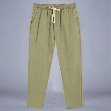 Cotton And Linen Thin Loose Plus Size Sports Straight Pants