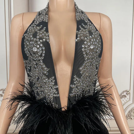 2025 Birthday Clothing High-end Sense Leak Back Split Fork Banquet Fish Tail Slim And Thin Temperament Sexy Performance Clothes