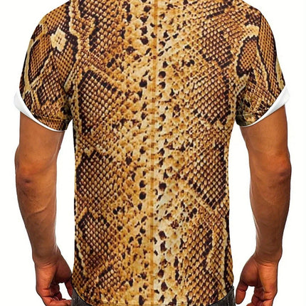 Men'S 3D Print Snake Graphic T-Shirt - Soft Polyester, Short Sleeve, Round Neck, All-Season Comfort,