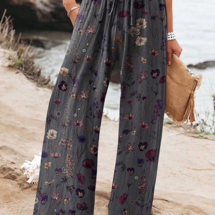 Women's High Waist Casual Loose Printed Wide-leg Pants