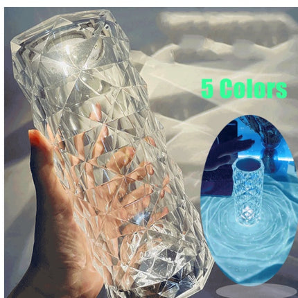 Nordic Crystal Lamp USB Table Lamps Bedroom Touch Dimming Atmosphere Diamond Night Light Rose Projector Lamp Decor