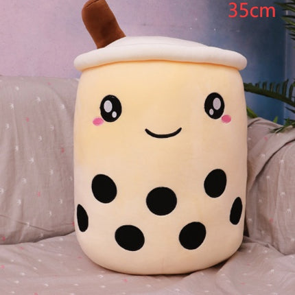 Cute Fruit Drink Plush Stuffed Soft Strawberry Milk Tea Plush Boba Tea Cup Toy Bubble Tea Pillow Cushion Kids Gift