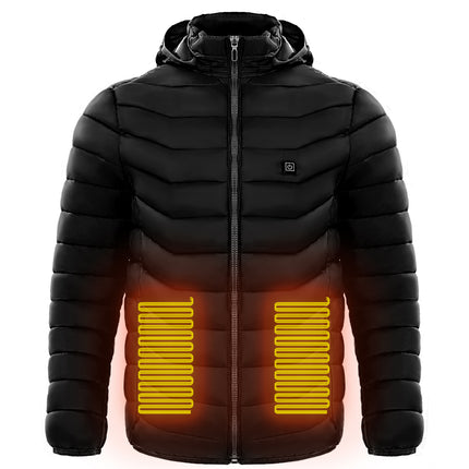 Men Heated Puffer Jacket Electric Heating Coat Insulated Hood Windbreaker 9Heat Zones