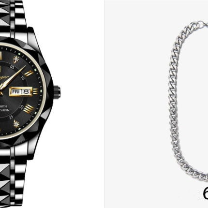 Men's Waterproof Double Calendar Luminous Quartz Watch