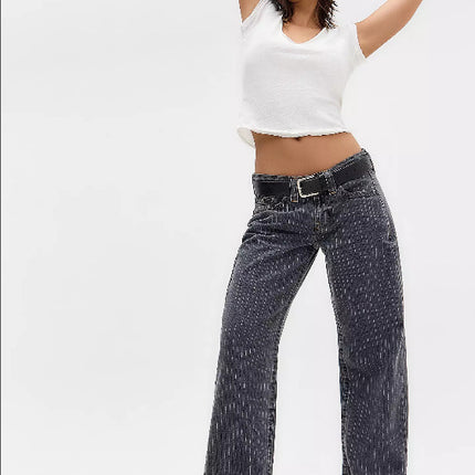 Women's Loose Retro Straight Striped Jeans