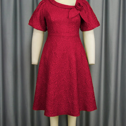 Spring Summer plus Size Jacquard Dress A-Line Fashion Party Banquet Temperament 2025 New Arrivals