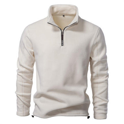 Fashion Personality Stand-collar Zippered Sweatshirt With Fleece Winter Casual Pullover Top Men's Clothing