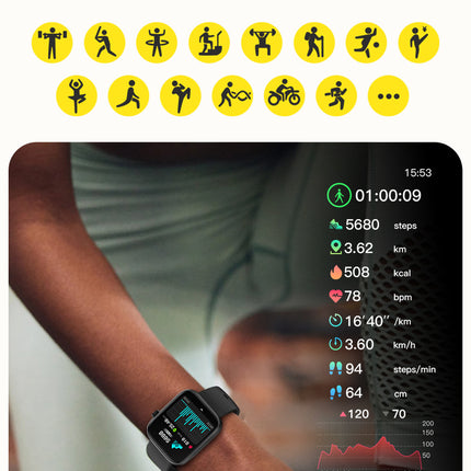 Sports Heart Rate Meter Step IP67 Waterproof Full Screen Smart Watch