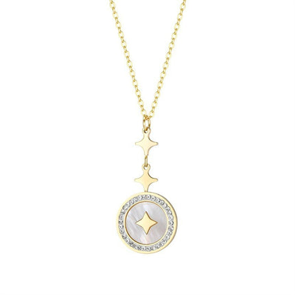 Six-pointed Star Diamond Titanium Steel Necklace For Women